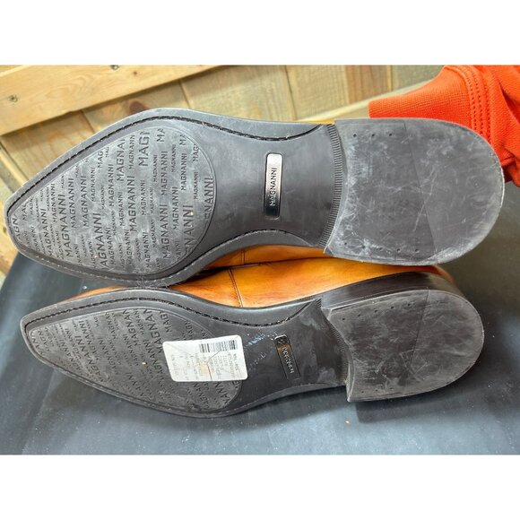 Magnanni For Saks Fifth Avenue Mens Mid-Brown Tan Leather Loafers Size 9.5 - Picture 9 of 12